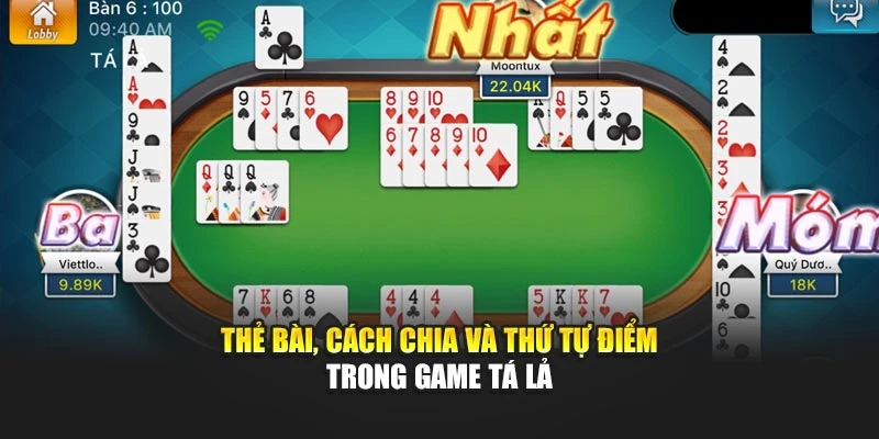 Thẻ bài, cách chia và thứ tự điểm trong game Tá lả